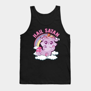 Funny Satanic Hail Satan Kitten Cute Rainbow Cat Tank Top